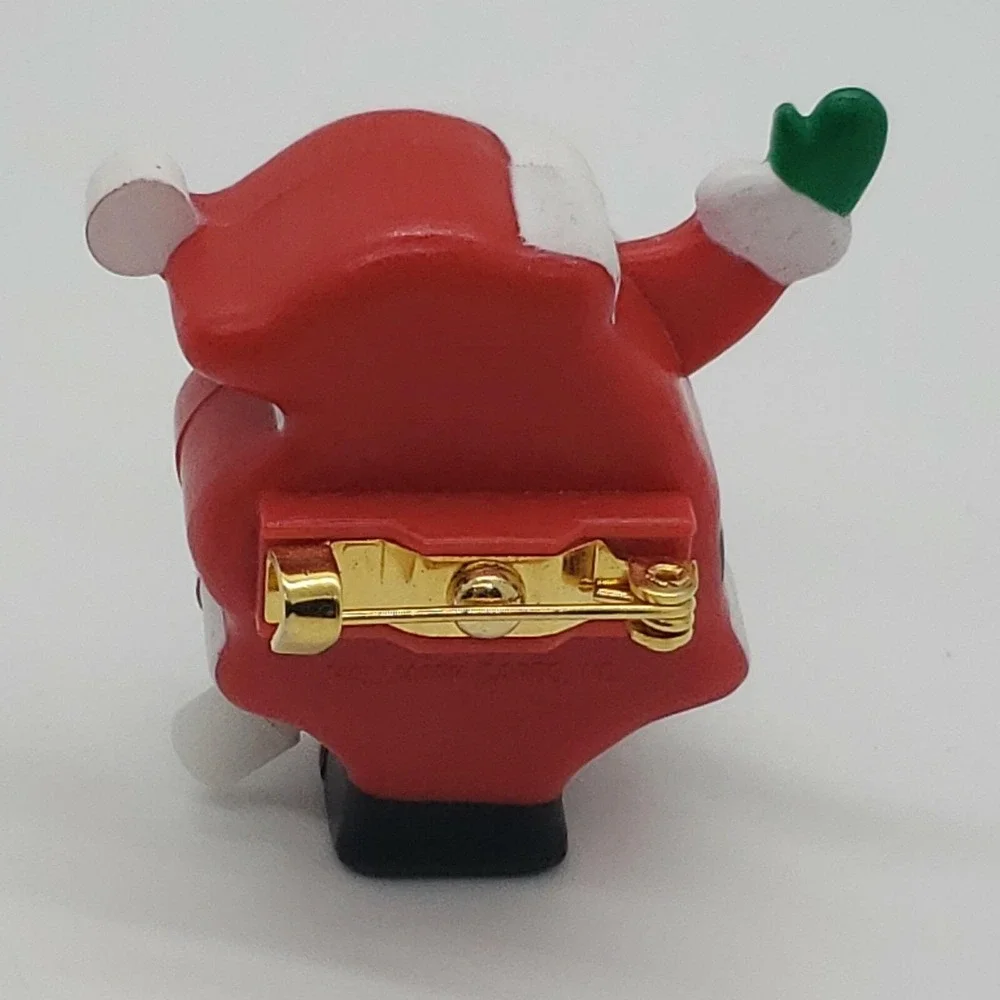 Vintage 1988 Hallmark wind-up waving Santa Christmas holiday brooch pin - works!